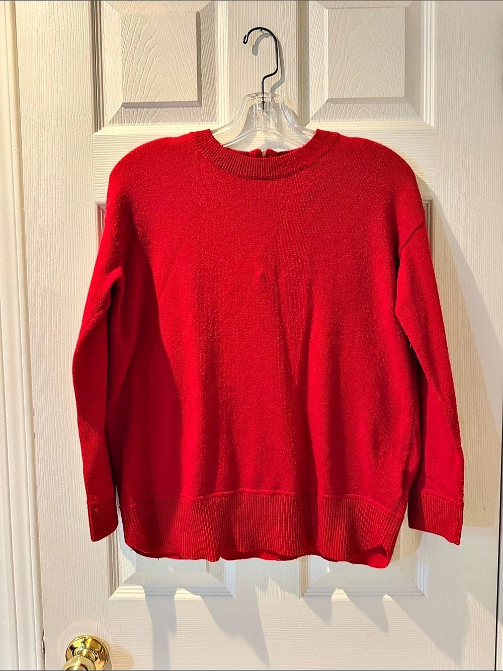 23 -  Red Cotton Quarter-Zip Sweater Size Small